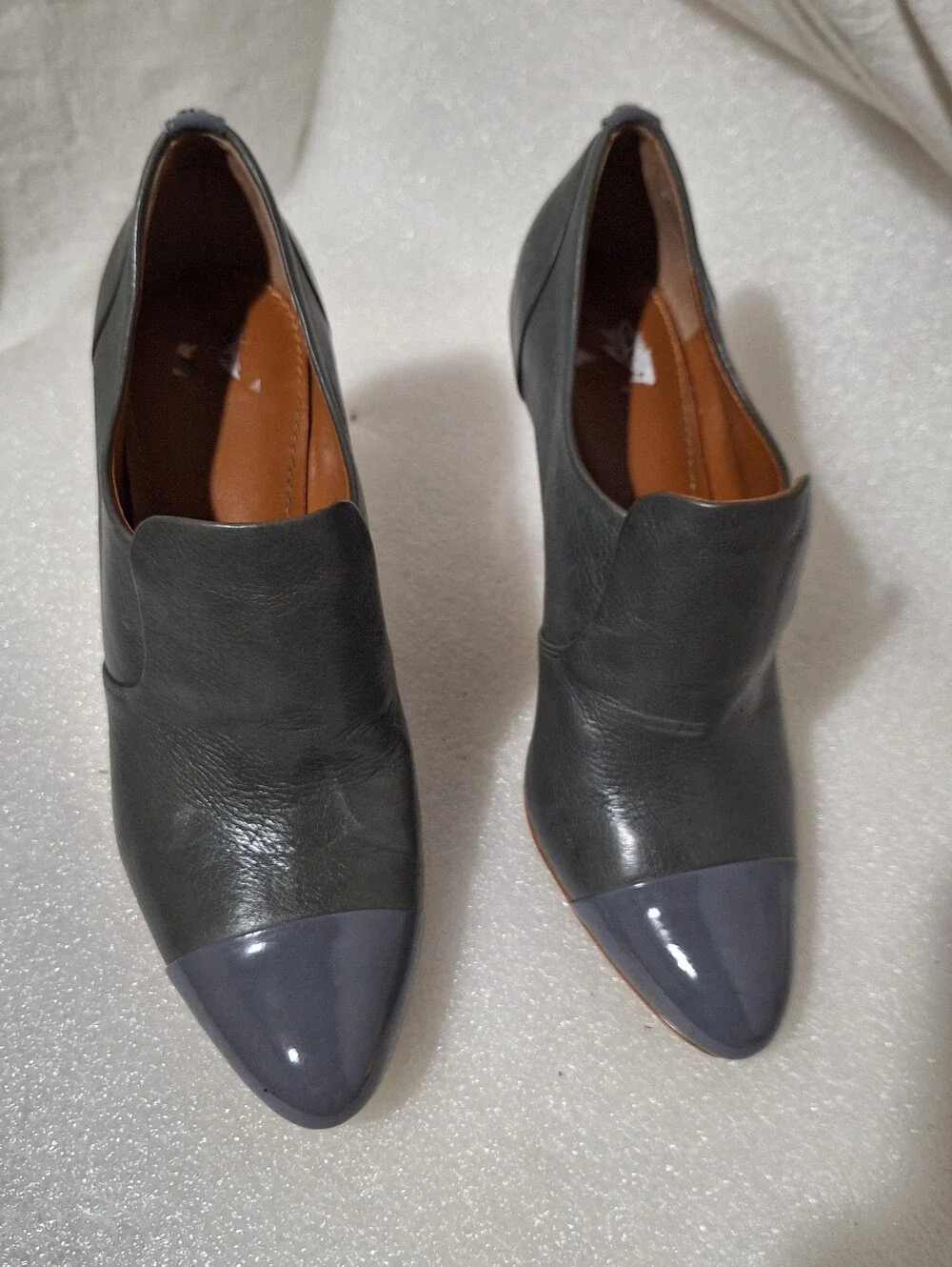 Calvin Klein Two-Tone Gray Pointed Toe High Heel Booties